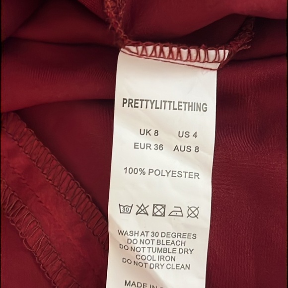 Pretty Little Thing | New shape burgundy wrap dress Women’s size 4 hourglass - Picture 9 of 9